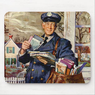 Vintage Business, Mailman Delivering Mail Letters Mouse Pad