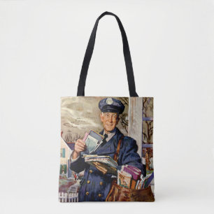 Vintage Business, Mailman Delivering Mail Letters Tote Bag
