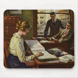 Vintage Business Meeting, Office with Executives Mouse Pad