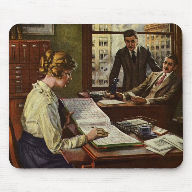 Vintage Business Meeting, Office with Executives Mouse Pad (Front)