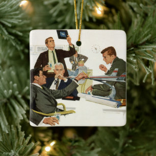 Vintage Business, Meeting with Airline Executives Ceramic Tree Decoration