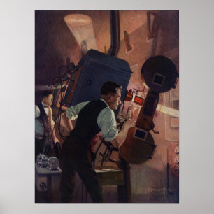 Vintage Business, Movie Theatre Projectionist Poster