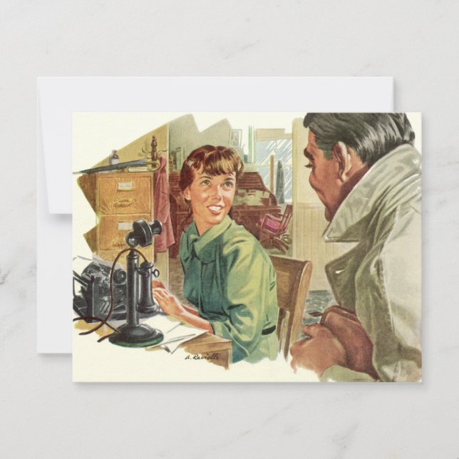 Vintage Business Office, CEO Boss and Secretary (Front)