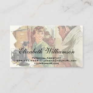 Vintage Business Office, CEO Boss and Secretary Card