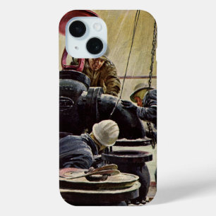 Vintage Business, Oil Platform on the Ocean iPhone 15 Case