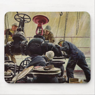 Vintage Business, Oil Platform on the Ocean Mouse Pad