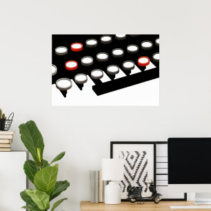 Vintage Business Old Fashioned Typewriter Keyboard Poster