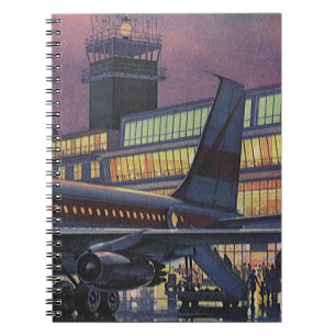Vintage Business Passengers on Aeroplane at Notebook