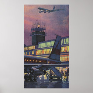 Vintage Business Passengers on Aeroplane at Poster
