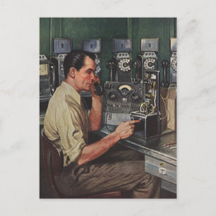 Vintage Business, Pay Phone Telephone Repairman Postcard