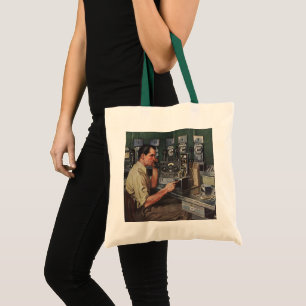 Vintage Business, Pay Phone Telephone Repairman Tote Bag