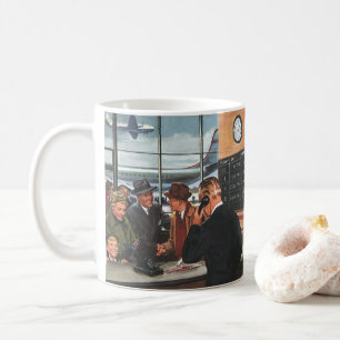 Vintage Business, People at Airline Counter Coffee Mug