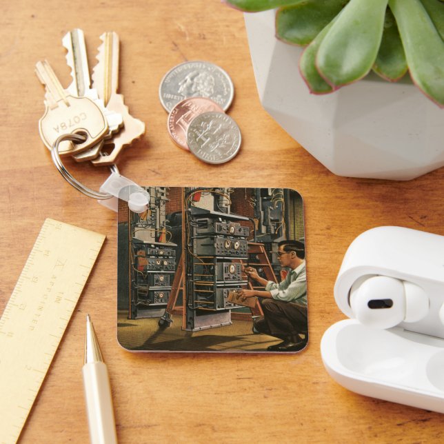 Vintage Business Radio Technician Fixing Equipment Key Ring (Desk)