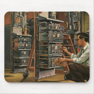 Vintage Business Radio Technician Fixing Equipment Mouse Pad