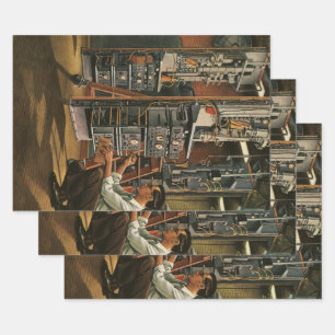 Vintage Business Radio Technician Fixing Equipment Wrapping Paper Sheet