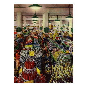Vintage Business Supermarket, Food and Beverages Poster
