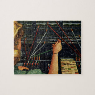 Vintage Business, Telephone Switchboard Operator Jigsaw Puzzle