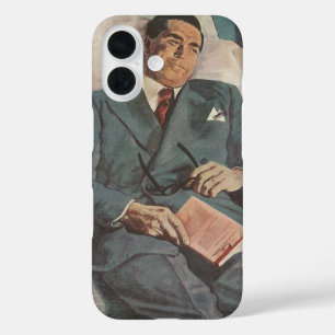 Vintage Business Travel, Reading on the Aeroplane iPhone 16 Case