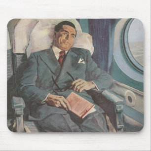 Vintage Business Travel, Reading on the Aeroplane Mouse Pad