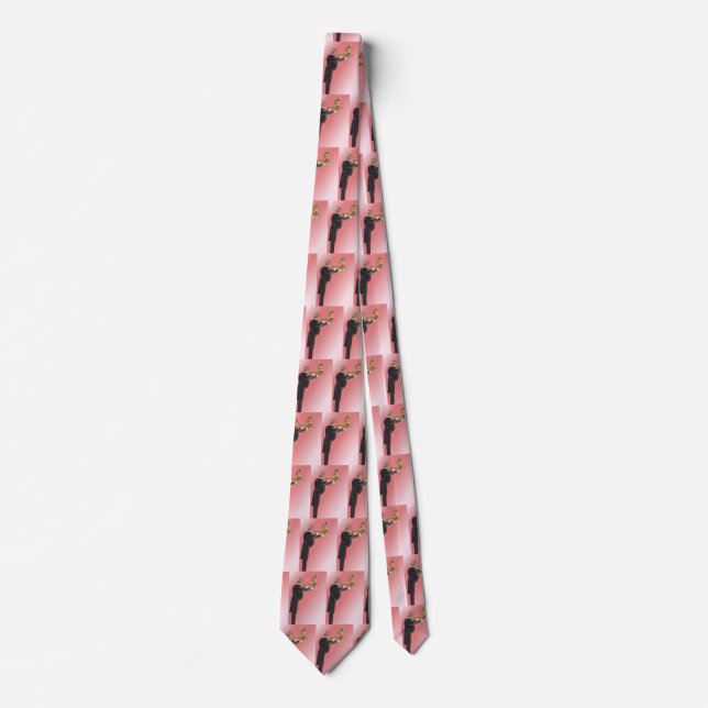 Vintage Butler in a Tuxedo Serving Wine on Tray Tie (Front)