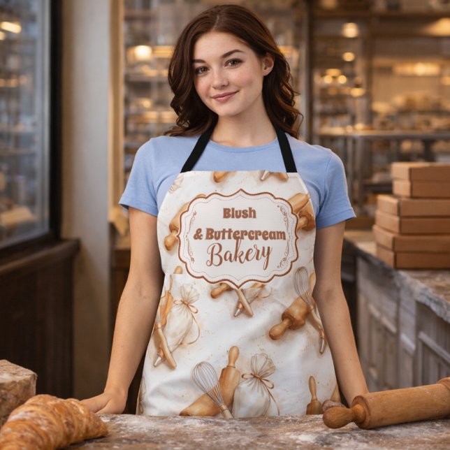 Vintage Buttercream Bakery Branding Apron (Creator Uploaded)