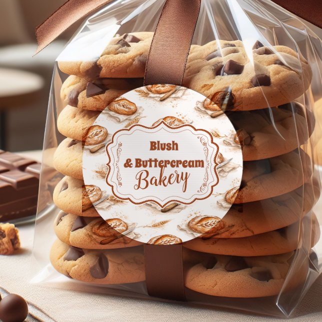 Vintage Buttercream Bakery Business Classic Round Sticker (Creator Uploaded)