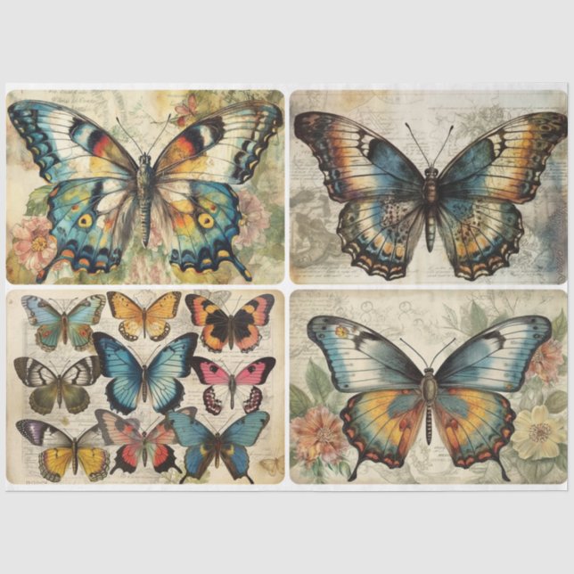 Vintage Butterflies 4 pack Tissue Paper (Front)
