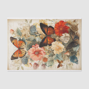 Vintage Butterflies and Flowers Decoupage Tissue Paper