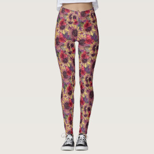 Vintage Butterflies and Sunflowers Leggings