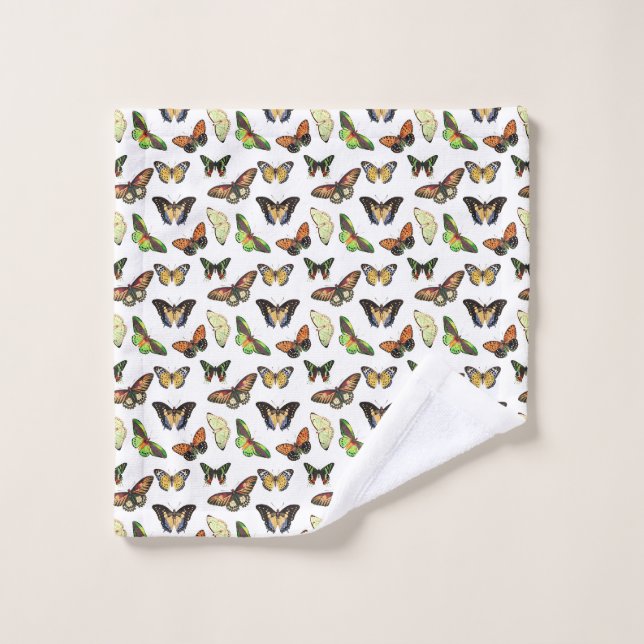 Vintage Butterflies Bath Towel Set (Wash Cloth)