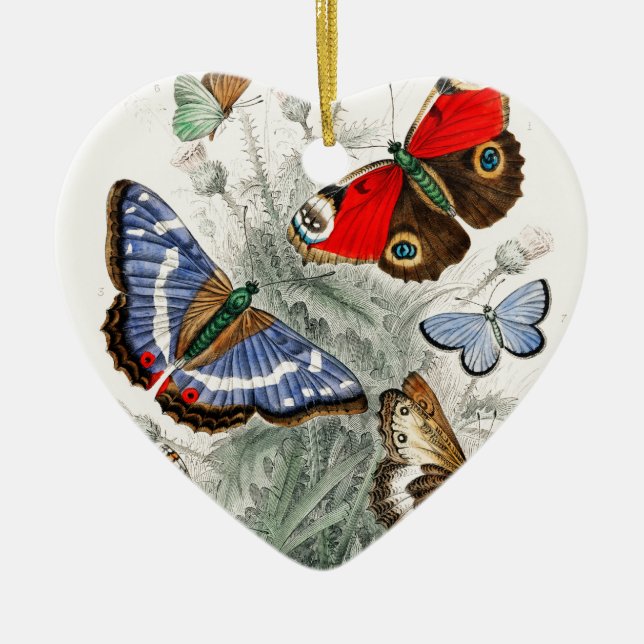 Vintage Butterflies Ceramic Ornament (Front)