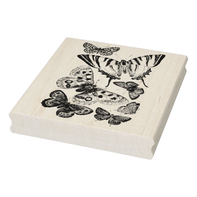 Vintage Butterflies Collage Rubber Art Stamp (Stamp)