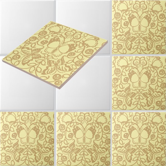 Vintage Butterflies Customisable Colours Pattern Ceramic Tile (Creator Uploaded)