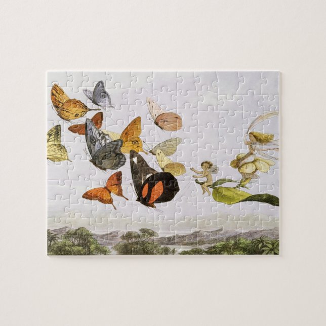 Vintage Butterflies & Fairy Old Illustration Art Jigsaw Puzzle (Horizontal)