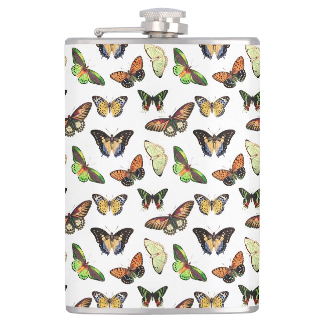 Vintage Butterflies Hip Flask (Front)