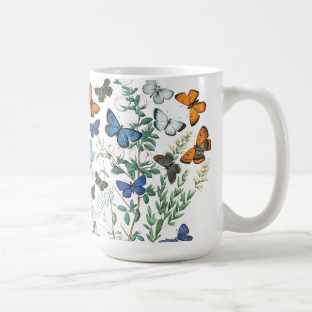 Vintage Butterflies Illustration on a Coffee Mug (Right)