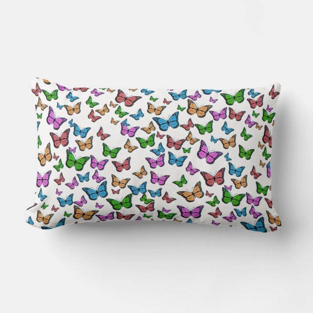 Vintage Butterflies Illustration Throw Pillow (Front)