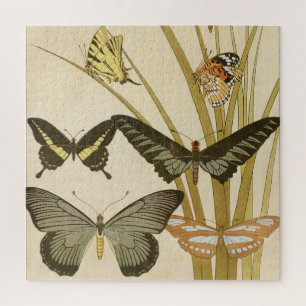 Vintage Butterflies Papillons Illustration Art Jigsaw Puzzle