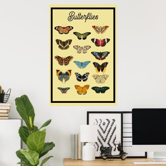 Vintage Butterflies Poster (Home Office)