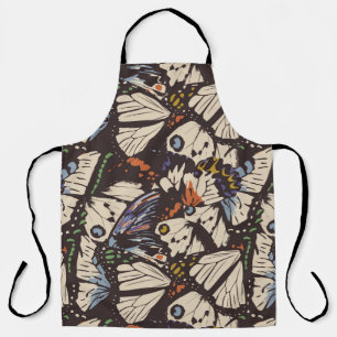 Vintage butterflies surface pattern. Colourful, t Apron