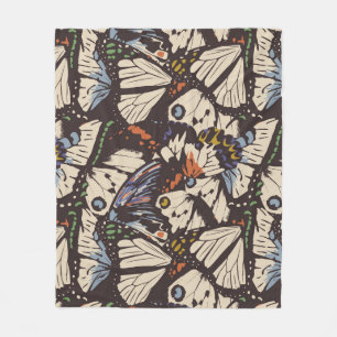 Vintage butterflies surface pattern. Colourful, t Fleece Blanket