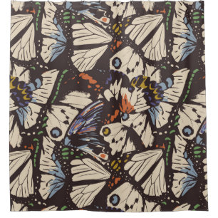 Vintage butterflies surface pattern. Colourful, t Shower Curtain