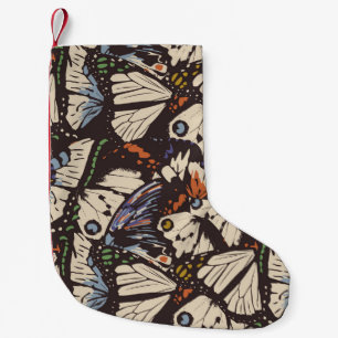 Vintage butterflies surface pattern. Colourful, t Small Christmas Stocking