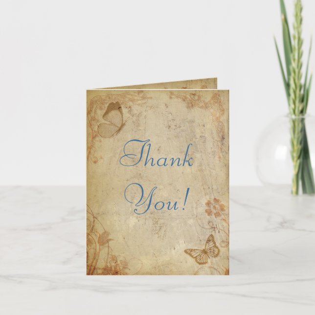 Vintage Butterflies Thank You Card (Front)