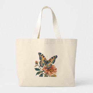 Vintage Butterfly And Floral Watercolour Tote Bag