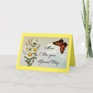 Vintage Butterfly And Flowers Birthday Card