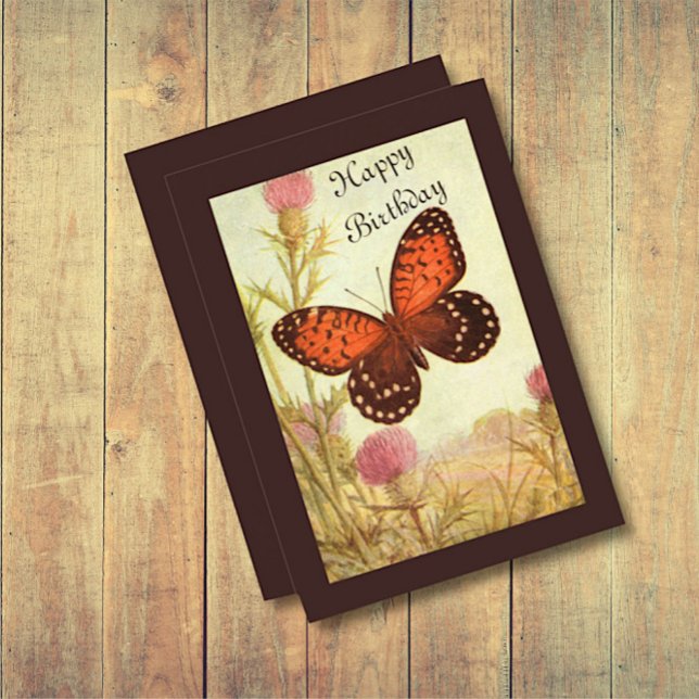 Vintage Butterfly and Thistle Birthday Card (Creator Uploaded)