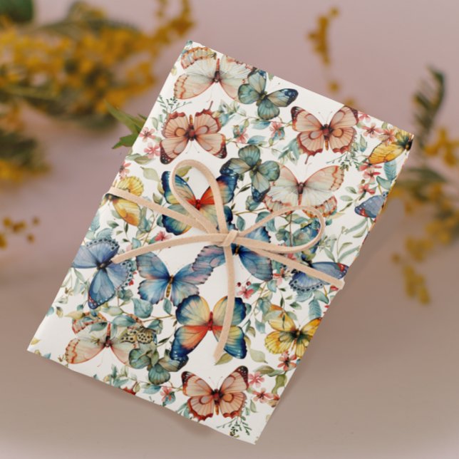 Vintage Butterfly Beautiful Cream Decoupage  Wrapping Paper (Creator Uploaded)
