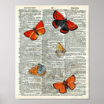 Vintage Butterfly Botanical #11 on Dictionary Page