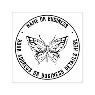 Vintage Butterfly Business Name Return Address Self-inking Stamp